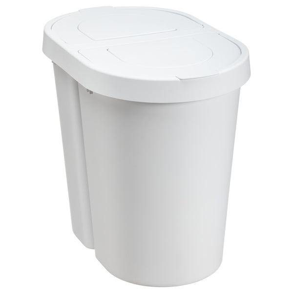 Coș de gunoi Plast Team, capac cu balamale, dublu, alb, 2 x 25 l, Seattle Swing