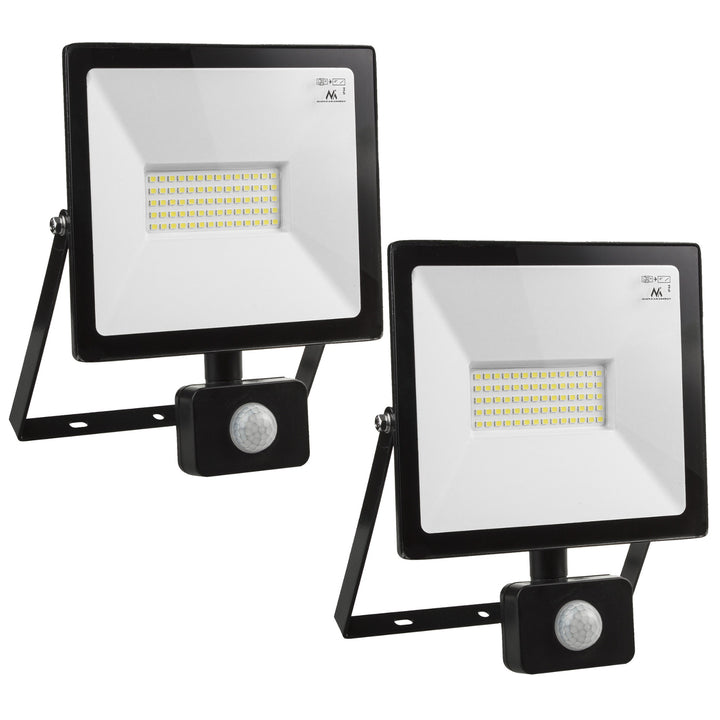 2x proiector cu LED cu detector de mișcare Maclean, subțire 50W, 4000lm, alb rece (6000K), IP44, MCE650 CW PIR