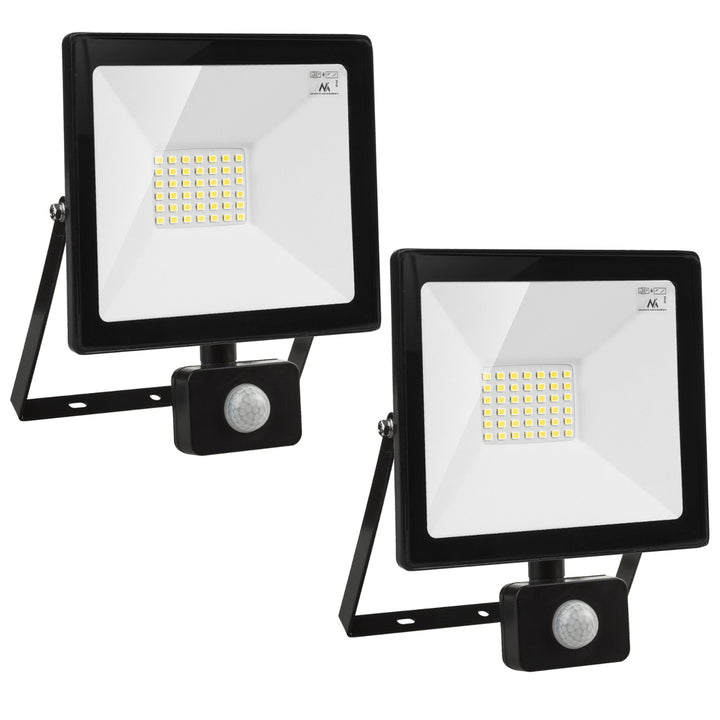 2 proiectoare LED cu senzor de mișcare Maclean, subțire 30W, 2400lm, alb rece (6000K), IP44, MCE630 CW PIR