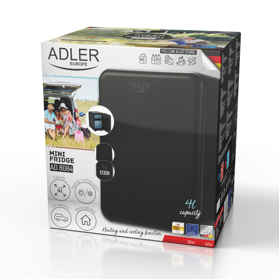 Frigider portabil Adler, răcire și încălzire, pentru casă și mașină, 4L, negru, AD 8084