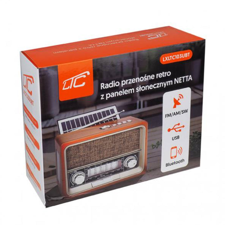 Radio portabil LTC, Bluetooth, FM/AM/SW, USB, panou solar, LXLTC103UBT